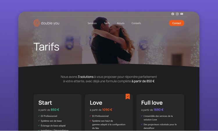 Site vitrine Double You Site vitrine - Double You Mariage