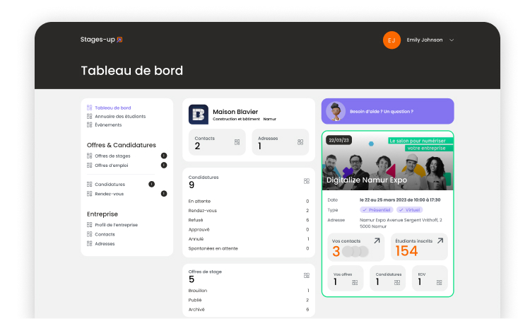 Site sur mesure Stages-up